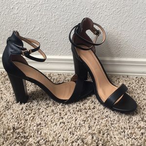 Bamboo Black Double Strap Heel
